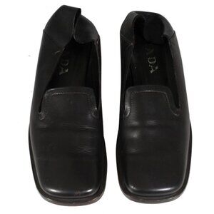 Prada Womens Vintage Slip Back Loafers US 7 EU 37 Brown Leather Square Toe